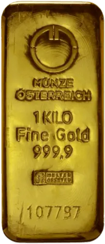 Vorderseite Goldbarren 1 Kilogramm, der Hersteller Münze Österreich