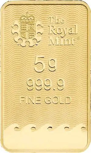 Rückseite Goldbarren Britannia der Hersteller Royal Mint 5 g