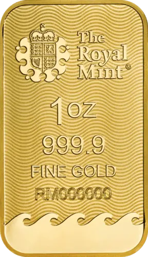 Rückseite Goldbarren Britannia 1 Unze in spezieller Blisterkarte mit Zertifikat, der Hersteller Royal Mint