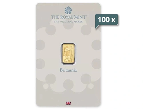 100 x 1 g Goldbarren Britannia Royal Mint