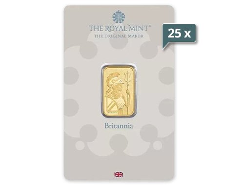 25 x 5 g Goldbarren Britannia Royal Mint