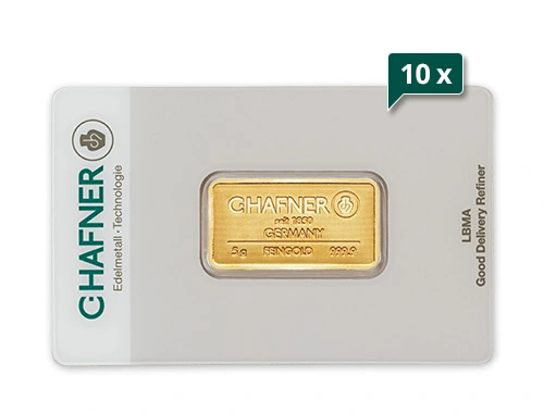 10 x 5 g Goldbarren C. Hafner