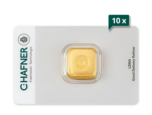 10 x 50 g Goldbarren C.Hafner gegossen