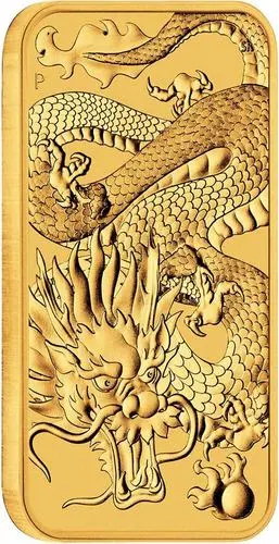 Vorderseite Goldbarren Drache 2022 1 oz, der Hersteller Perth Mint