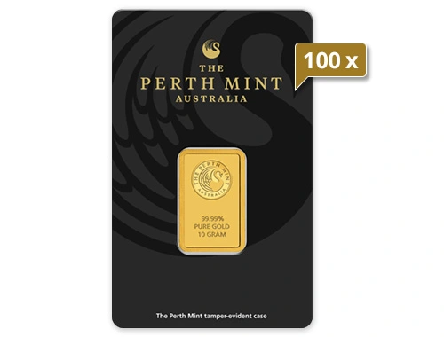 100 x 10 g Goldbarren Perth Mint