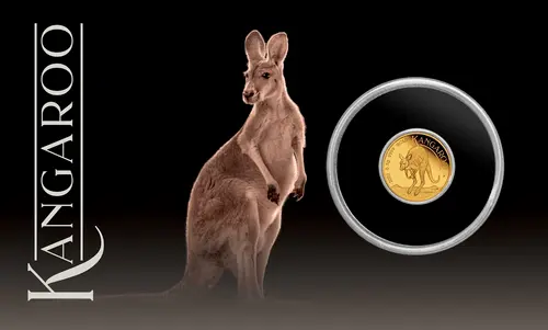 Verpackung Goldmünze Australien Mini Roo 2022 0,5 Gramm, der Hersteller Perth Mint Australia