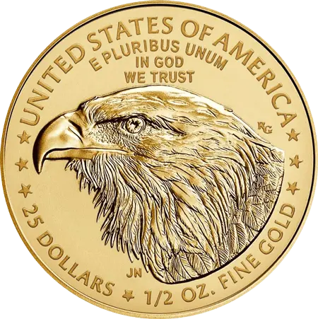 Rückseite Goldmünze 1/2 Unze American Eagle 2022 Typ 2, der Hersteller United States Mint