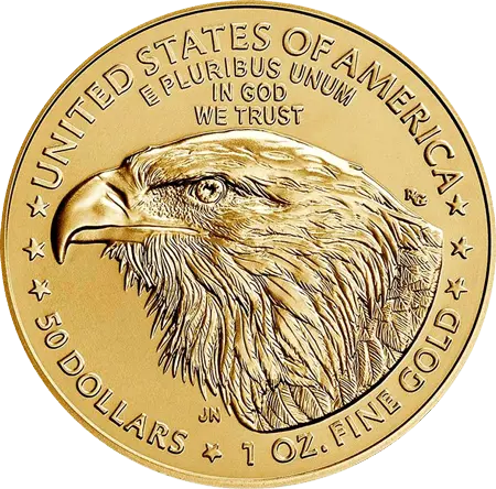 Rückseite Goldmünze 1 Unze American Eagle 2022 Typ 2, der Hersteller United States Mint