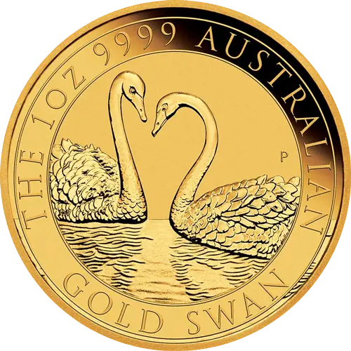 Vorderseite Goldmünze 1 Gold Australien Schwan 2022, der Hersteller Perth Mint