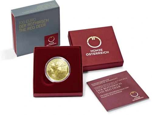 100 Euro Goldmünze Unseren Wildtieren auf der Spur Rothirsch 2013 Etui