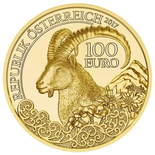 100 Euro Goldmünze Unseren Wildtieren auf der Spur Steinbock 2017 Wert