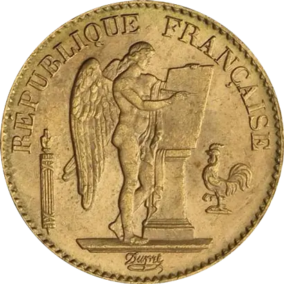 20 Francs Goldmünze Frankreich diverse Jahrgänge stehender Engel