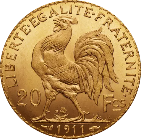 20 Francs Goldmünze Frankreich diverse Jahrgänge Hahn