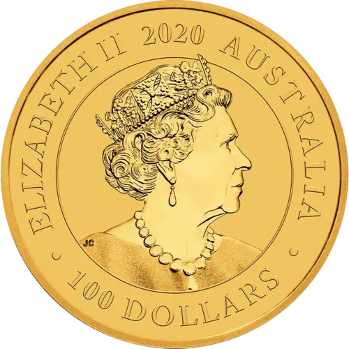 Rückseite Goldmünze 1 Unze Australien Schwan 2020, der Hersteller Perth Mint Australia