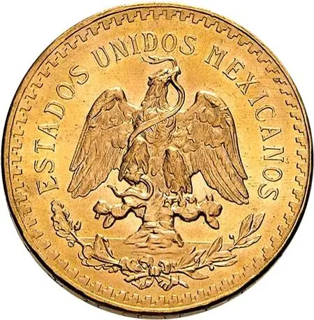 Rückseite 37,5 g Gold 50 Pesos Mexico Centenario