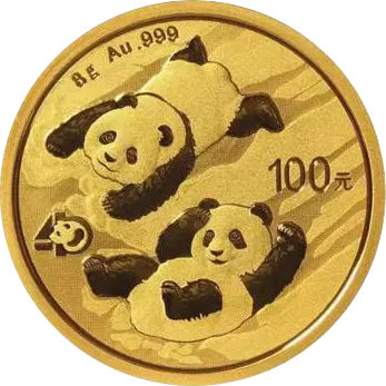 Vorderseite Goldmünze 8 Gramm China Panda 2022, der Hersteller China Mint / China Gold Coin Inc./ Shanghai Mint 