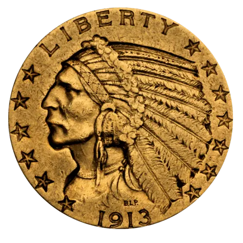 Rückseite Goldmünze 7,52 Gramm 5 Dollar USA Indian Head diverse Jahrgänge, der Hersteller United States Mint