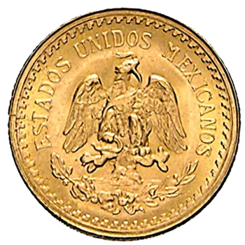 Rückseite Goldmünze 1,87 Gramm 2,5 Pesos Mexiko Centenario, der Hersteller Casa de Moneda de México