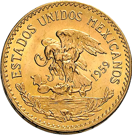 Rückseite Goldmünze 15 Gramm 20 Pesos Mexiko Centenario, der Hersteller Casa de Moneda de México