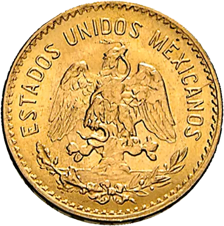 Rückseite Goldmünze 3,75 Gramm 5 Pesos Mexiko Centenario, der Hersteller Casa de Moneda de México