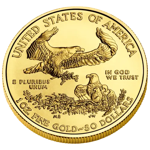 Rückseite Goldmünze 1 Unze American Eagle diverse Jahrgänge, der Hersteller United States Mint