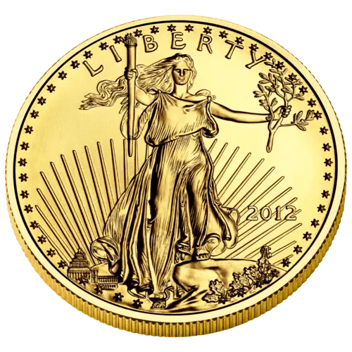 Vorderseite der 1 Unze Goldmünze American Eagle | Rückseite der Goldmünze 1 Unze American Eagle von The United States Mint