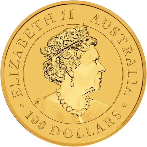 Rückseite Goldmünze 1 Unze Australien Emu 2019, der Hersteller Perth Mint Australia