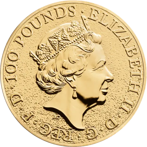 Rückseite Goldmünze 1 Unze The Queen´s Beasts - Lion of England 2016, der Hersteller Royal Mint