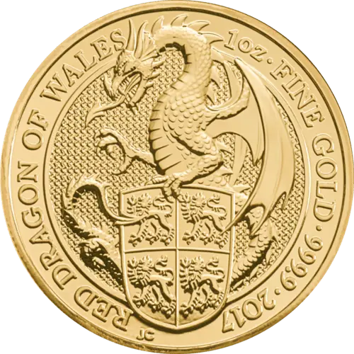 1 Unze Gold The Queen´s Beasts - Red Dragon of Wales 2017