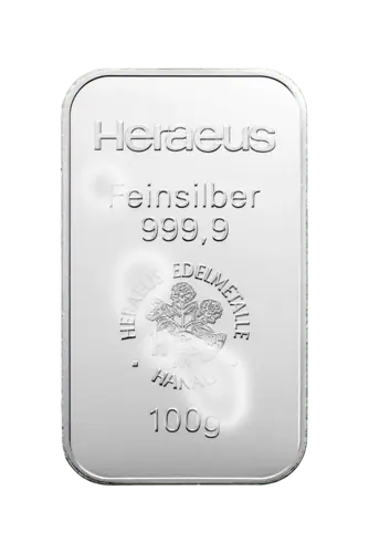 100 g Silberbarren angelaufen