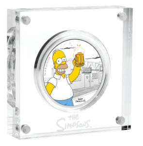 1 Unze Silber The Simpsons Homer Simpson 2019 in Glasrahmen