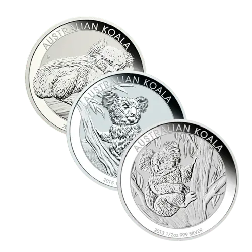 3 mal die 1/2 Unze Silber Australien Koala diverse Jahrgänge von Hersteller Perth Mint