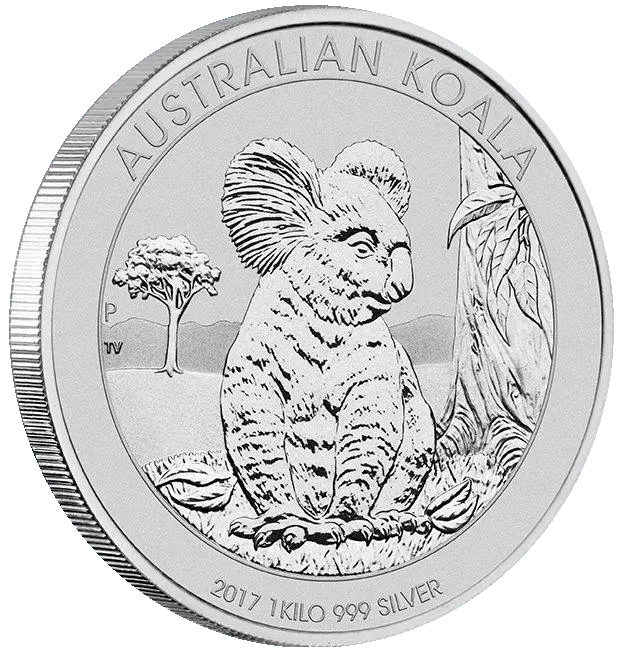 Seitenansicht der 1 kg Silber Australian Koala 2017 von Hersteller Perth Mint Australien