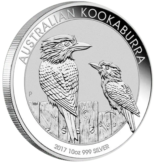 Seitenansicht der 10 Unzen Silber Kookaburra 2017 von Hersteller Perth Mint