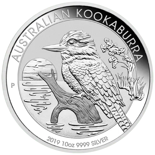 Vorderseite der 10 Unzen Silber Kookaburra 2019 von Hersteller Perth Mint