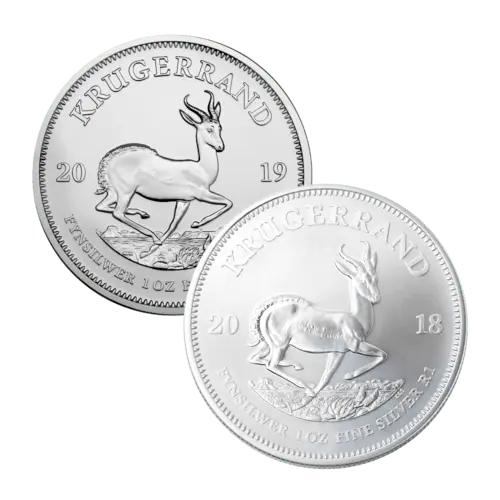 Vorderseite der 1 Unze Silber Krügerrand diverse Jahrgänge von Hersteller South African Mint