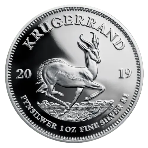 Vorderseite der 1 Unze Silber Krügerrand 2019 - Polierte Platte von Hersteller South African Mint