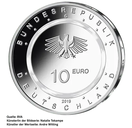 Rückseite der 10 Euro Sammlermünze 2019 G - Polierte Platte von Münze Deutschland