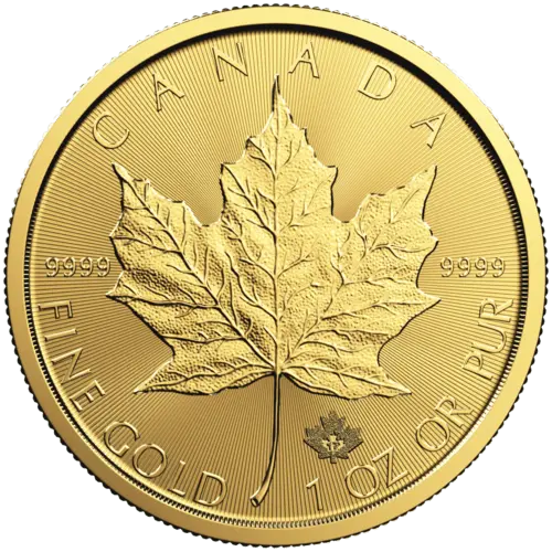 Vorderseite Goldmünze 1 Unze Maple Leaf diverse Jahrgänge, der Hersteller Royal Canadian Mint