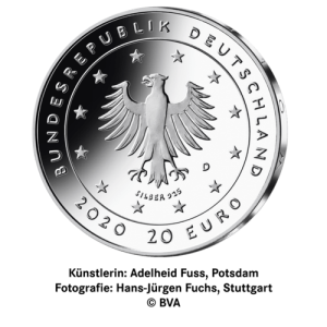 Rückseite der 20 Euro Gedenkmünze Der Wolf und die sieben Geißlein 2020 von Hersteller Münze Deutschland