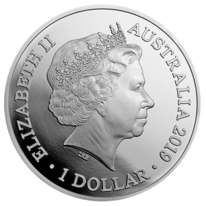 Rückseite der 1 Uze Silber Australien Bottlenose Dolphin 2019, von dem Hersteller Royal Australian Mint