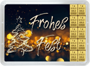 10 g Gold Geschenkkarte Frohes Fest