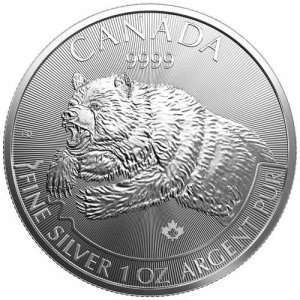 Vorderseite 1 Unze Silber Kanada Grizzly 2019