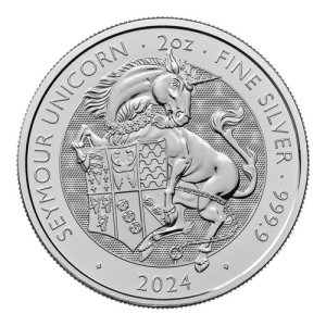 2 oz Silber Royal Tudor Beasts Seymour Unicorn 2024 