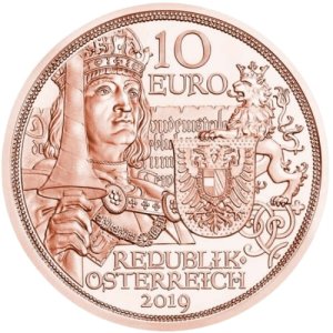 Vorderseite 15 g Kupfer Ritterlichkeit 2019, von dem Hersteller Münze Österreich