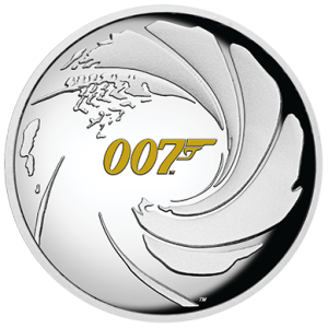 Vorderseite 1 Unze Silber 007 James Bond 2020 - Polierte Platte / High Relief, von dem Hersteller Perth Mint