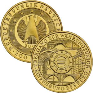 1 Unze Gold Währungsunion 200 Euro