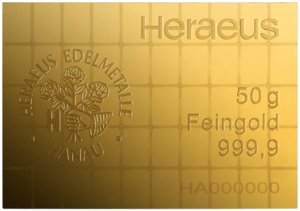 50 x 1g CombiBar Goldtafel Heraeus 
