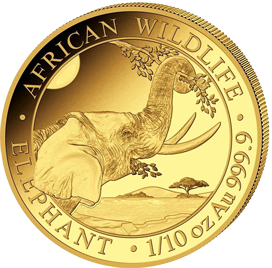 1/10 Unze Gold Somalia Elefant Motivseite