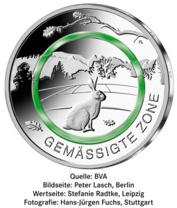 Vorderseite der 5 Euro Sammlermünze Gemäßigte Zone - Polierte platte von Münze Deutschland